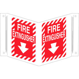 Fire Extinguisher "V" Sign, 2 Sided, Polyethylene, 18"W x 12"H