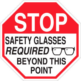 Stop Safety Glasses Required Beyond This Point Sign, Polystyrene, 18"W x 18"H