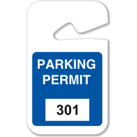 Rearview Mirror Hanging Tags, Parking Permits, Blue, 2-3/4"W x 4-3/4"H