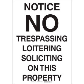 Notice No Trespassing Loitering Soliciting On This Property Sign, 18"W x 24"H