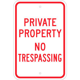 Private Property No Trespassing Sign, Reflective Aluminum, 12"W x 18"H