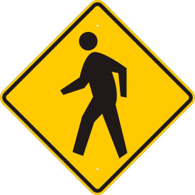Pedestrian Crossing Pictogram Sign, Black/Yellow, High Intensity Reflective, Aluminum, 24"W x 24"H