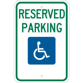 Handicap Reserved Parking Sign, ADA Compliant, Aluminum, 12"W x 18"H