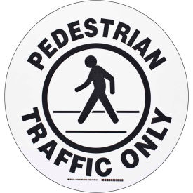 Floor Pedestrian Traffic Only Sign, Black/White, Polyester, 17"Dia