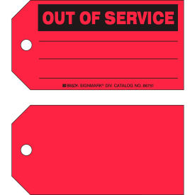 Out Of Service Production Tag, 100/Pkg, Cardstock, 5-3/4"W x 3"H