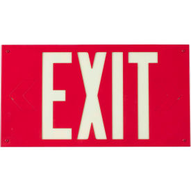 Exit Sign, Single Sided w/ Wall Mount, Glow, Plastic, 15-1/4"W x 8-1/4"H