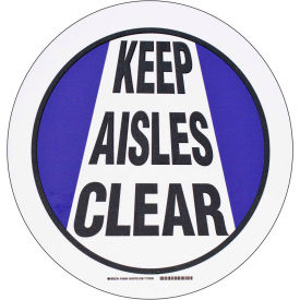 Floor Keep Aisles Clear, Black/Blue/White, Polyester, 17"Dia