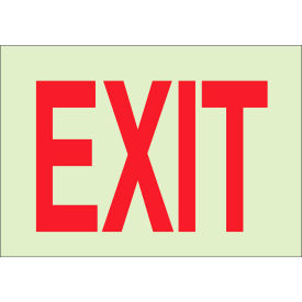 BradyGlo Exit Sign, Self-Adhesive, Polyester, 10"W x 7"H