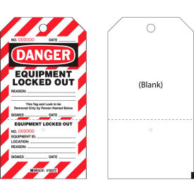 Danger Equipment Locked Out Tag, Two-Part Tags With Stubs, HD Polyester, Pack of 25