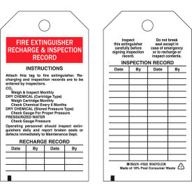 Fire Extinguisher Recharge & Maintenance Record Tag, 25/Pkg, Poly, 3"W x 5-3/4"H