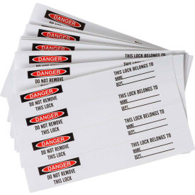 Lockout Labels Danger Do Not Remove This Lock, 40/Pkg, Vinyl, 3/4"W x 5"H