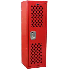 1-Tier 1 Door Home Team Ventilated Locker, 15"W x 15"D x 48"H, Relay Red,Unassembled