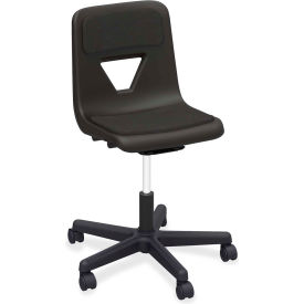 Classroom Adjustable Height Mobile Task Chair - Polypropylene with Padded Seat - Black