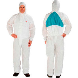 Disposable Coverall, Knit Cuffs, Attached Hood, White, 3X-Large, 20/Case