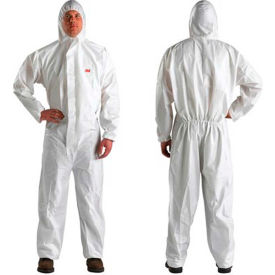 Disposable Coverall, Elastic Wrists & Ankles, Hood, White, XL, 20/Case