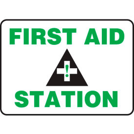 Accuform First Aid Station Sign, 14"W x 10"H, Plastic