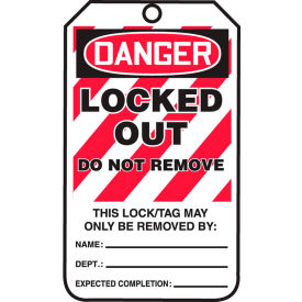 Lockout Tag, Danger Locked Out Do Not Remove Tag, PF-Cardstock, 25/Pack
