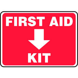 First Aid Kit Sign, 10"W x 7"H, Plastic