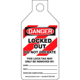 Stopout® Tab Tags, Danger Locked Out Do Not Operate, Plastic