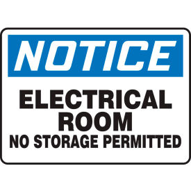 Notice Sign, Electrical Room No Storage Permitted, 10"W x 7"H, Aluminum