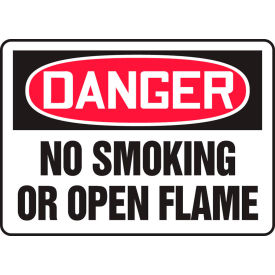 Danger Sign, No Smoking Or Open Flame, 14"W x 10"H, Adhesive Vinyl
