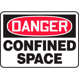 Danger Sign, Confined Space, 10"W x 7"H, Adhesive Vinyl