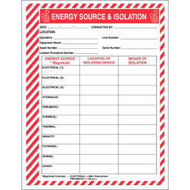 Accuform Lockout Procedure Station Additional Forms, Energy Source & Isolation, Paper