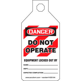 KDD164 Stopout Tab Tags, Danger Do Not Operate, Plastic