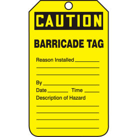 Caution Barricade Tag, PF-Cardstock, 25/Pack