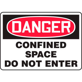 Danger Sign, Confined Space Do Not Enter, 10"W x 7"H, Adhesive Vinyl