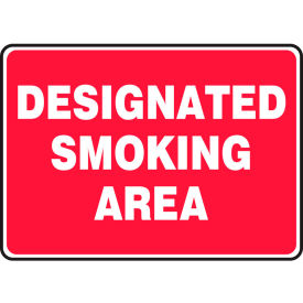 Designated Smoking Area Sign, 14"W x 10"H, Adhesive Vinyl