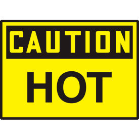 Caution Hot Label, 5"W x 3-1/2"H, Dura-Vinyl, 1/Pack