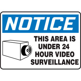 Notice Sign, This Area Is Under 24 Hour Video Surveillance, 14"W x 10"H, Adhesive Vinyl