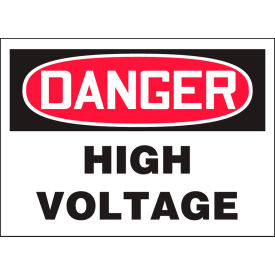 Danger High Voltage Label, 5"W x 3-1/2"H, Adhesive Vinyl, 5/Pack