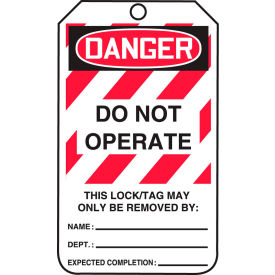 Lockout Tag, Danger Do Not Operate, PF-Cardstock, 25/Pack