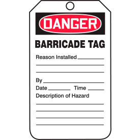 Danger Barricade Tag, PF-Cardstock, 25/Pack