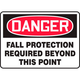 Danger Sign, Fall Protection Required Beyond This Point, 10"W x 7"H, Plastic