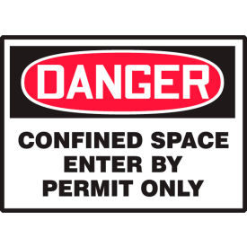 Danger Confined Space By Permit Only Label, Dura-Vinyl, 1/Pack