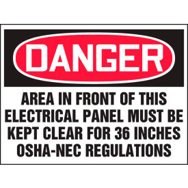 Electrical Hazard Label, Danger, 5"W x 3-1/2"H, Adhesive Vinyl, 5/Pack