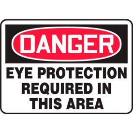 Danger Sign, Eye Protection Required In This Area, 10"W x 7"H, Adhesive Vinyl
