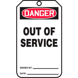 Danger Out Of Service Tag, PF-Cardstock, 25/Pack