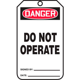 Danger Do Not Operate Tag, PF-Cardstock, 25/Pack