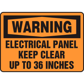 Warning Sign, Electrical Panel Keep Clear Up To 36", 14"W x 10"H, Adhesive Vinyl