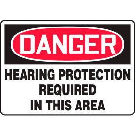Danger Sign, Hearing Protection Required In This Area, 10"W x 7"H, Aluminum