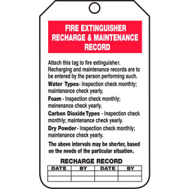 Fire Extinguisher Recharge & Record Tag, PF-Cardstock, 25/Pack