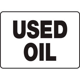 Chemicals & HazMat Sign, Used Oil, 14"W x 10"H, Aluminum