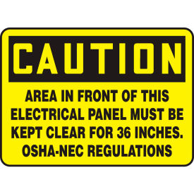 Caution Sign, Area In Front Of This Electrical, 14"W x 10"H, Adhesive Vinyl