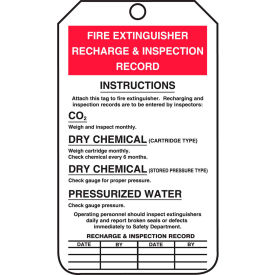 Fire Extinguisher Recharge & Inspection Tag, RP-Plastic, 25/Pack