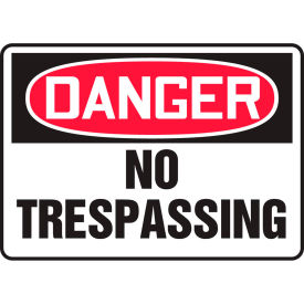 Danger Sign, No Trespassing, 14"W x 10"H, Plastic