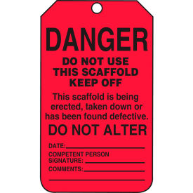 Danger Do Not Use This Scaffold Keep Off Tag, PF-Cardstock, 25/Pack